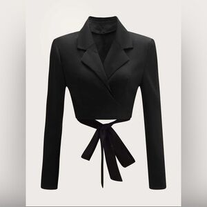 🆕 Knot Hem Wrap Lapel Collar Blazer
